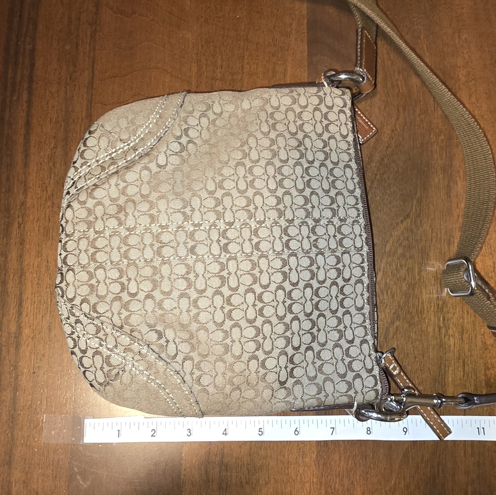 COACH Brown Soho Mini Signature C Crossbody Bag Jacquard with Leather Trim - Picture 6 of 16